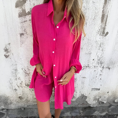 Solaira | Luftiges Set aus Bluse & Shorts im Baumwolllook
