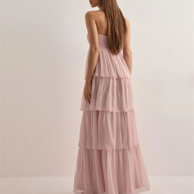Solina | Strapless Sommerkleid mit Gestuftem Rock & Verstellbarem Band
