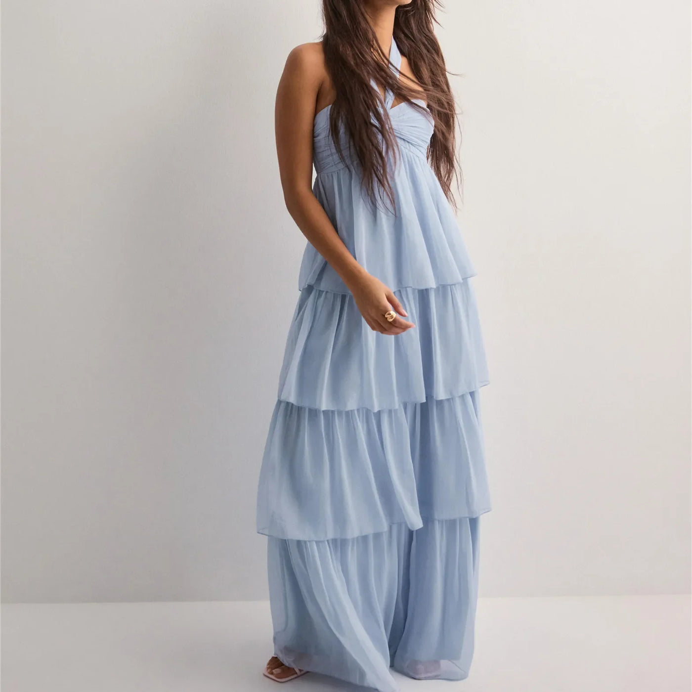 Solina | Strapless Sommerkleid mit Gestuftem Rock & Verstellbarem Band
