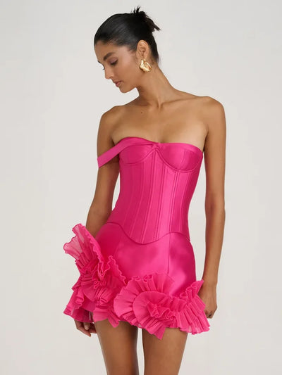 Cassia | Strapless Mini-Kleid mit Korsett-Look & Rüschendetail