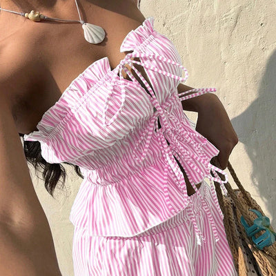 Isola | Gestreiftes Lounge-Set mit Bandeau-Top