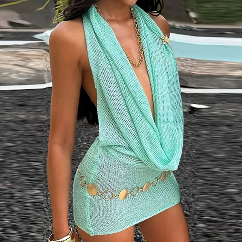 Luniva | Metallisches Halter-Mini-Kleid