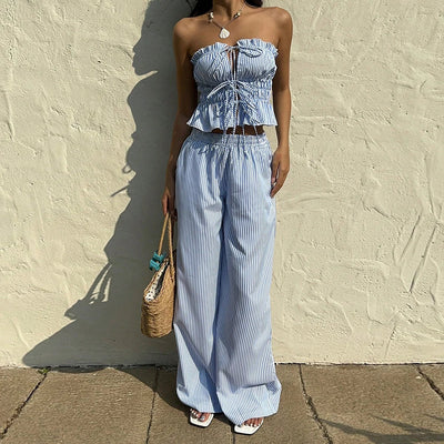Isola | Gestreiftes Lounge-Set mit Bandeau-Top