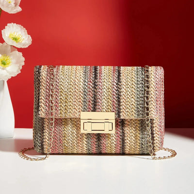 Liora | Geflochtene Handtasche mit Goldener Kette