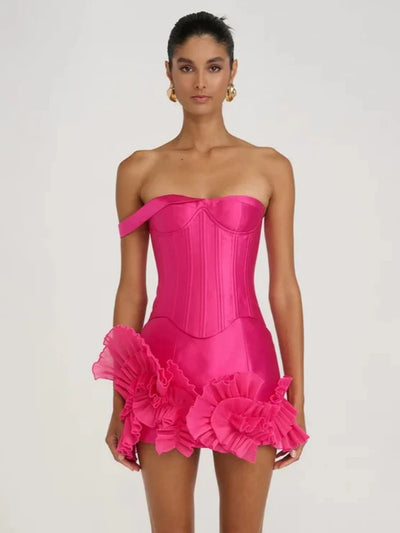 Cassia | Strapless Mini-Kleid mit Korsetlook & Rüschendetail