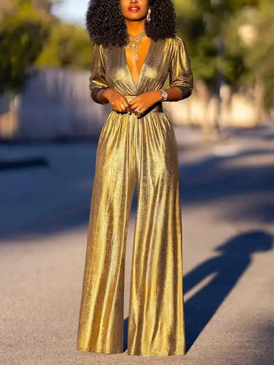 Aurélie | Metallischer Jumpsuit