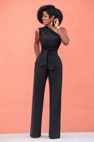 Juvéna | Eleganter Ein-Schulter Jumpsuit mit Schleifendetail – Festlich & Weiblich
