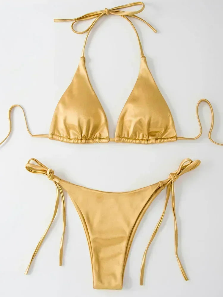 Zayla | Satinähnlicher Bikini mit Metallic-Glanz (1+1 GRATIS)