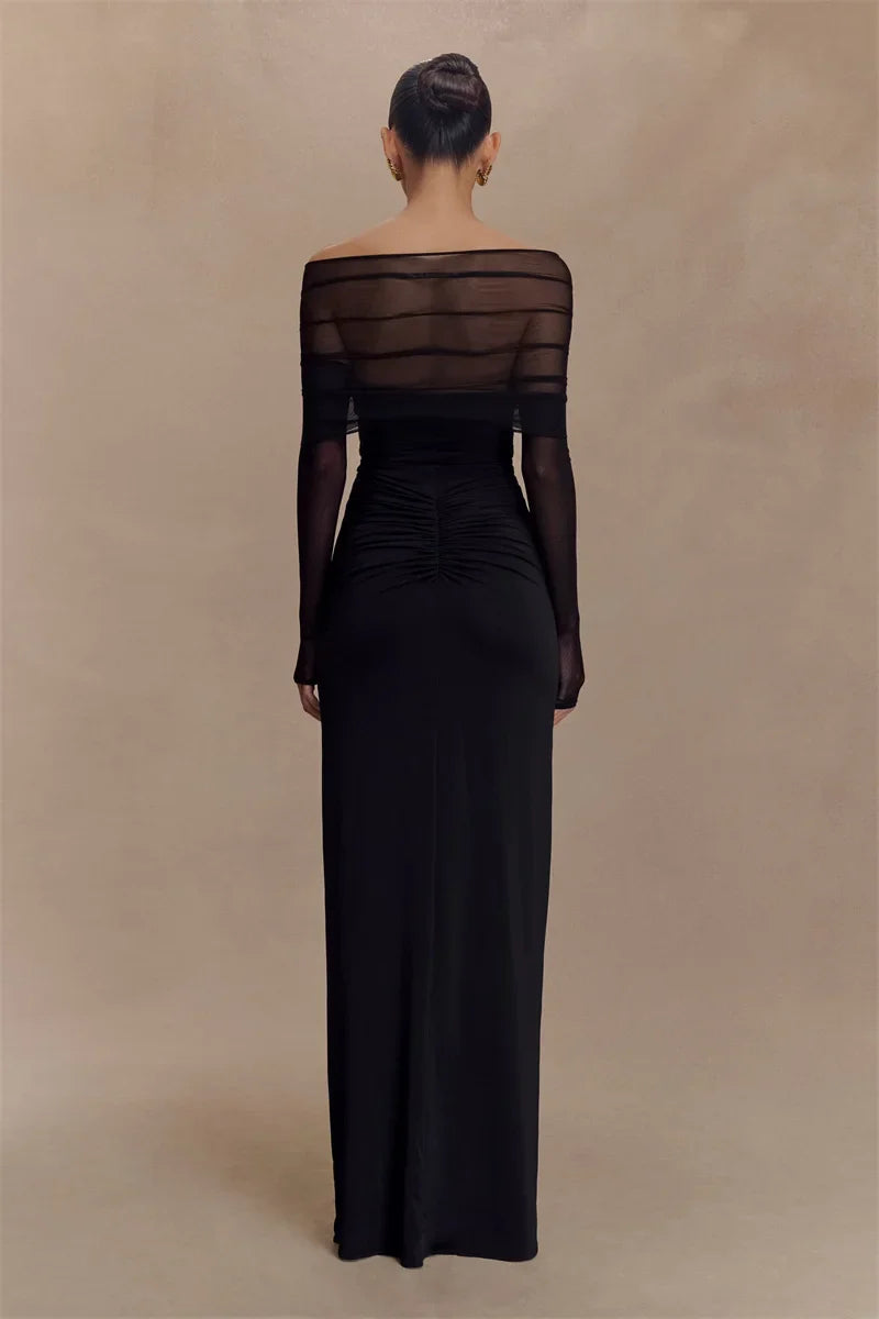 Aurelia | Off-Shoulder Mesh Cut-Out Kleid – Verführerisch & Elegant