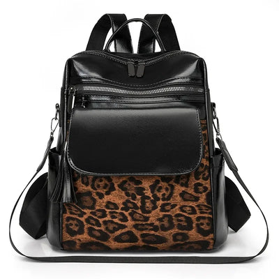 Liorra | Rucksack mit Leopardenmuster & veganen Lederdetails