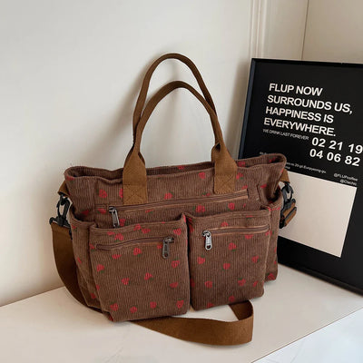 Erdbeer Cord Tote | Schultertasche