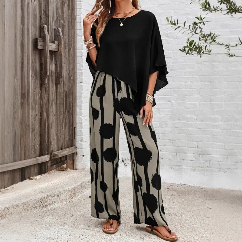 Calista | Luftiges Set mit Weit geschnittenen Hosen & Asymmetrischem Top