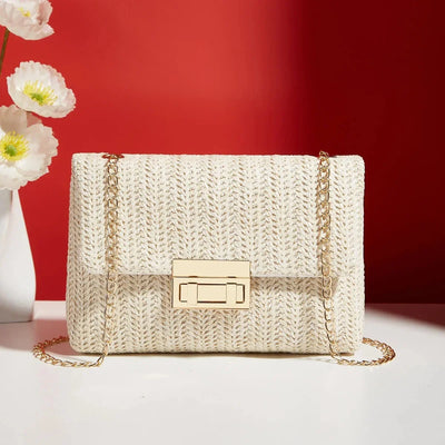 Liora | Geflochtene Handtasche mit Goldener Kette