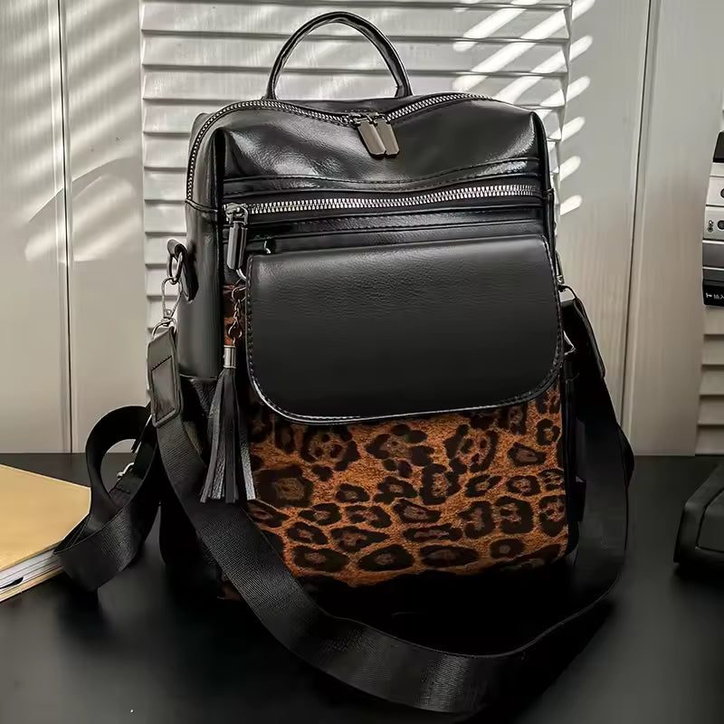 Liorra | Rucksack mit Leopardenmuster & veganen Lederdetails