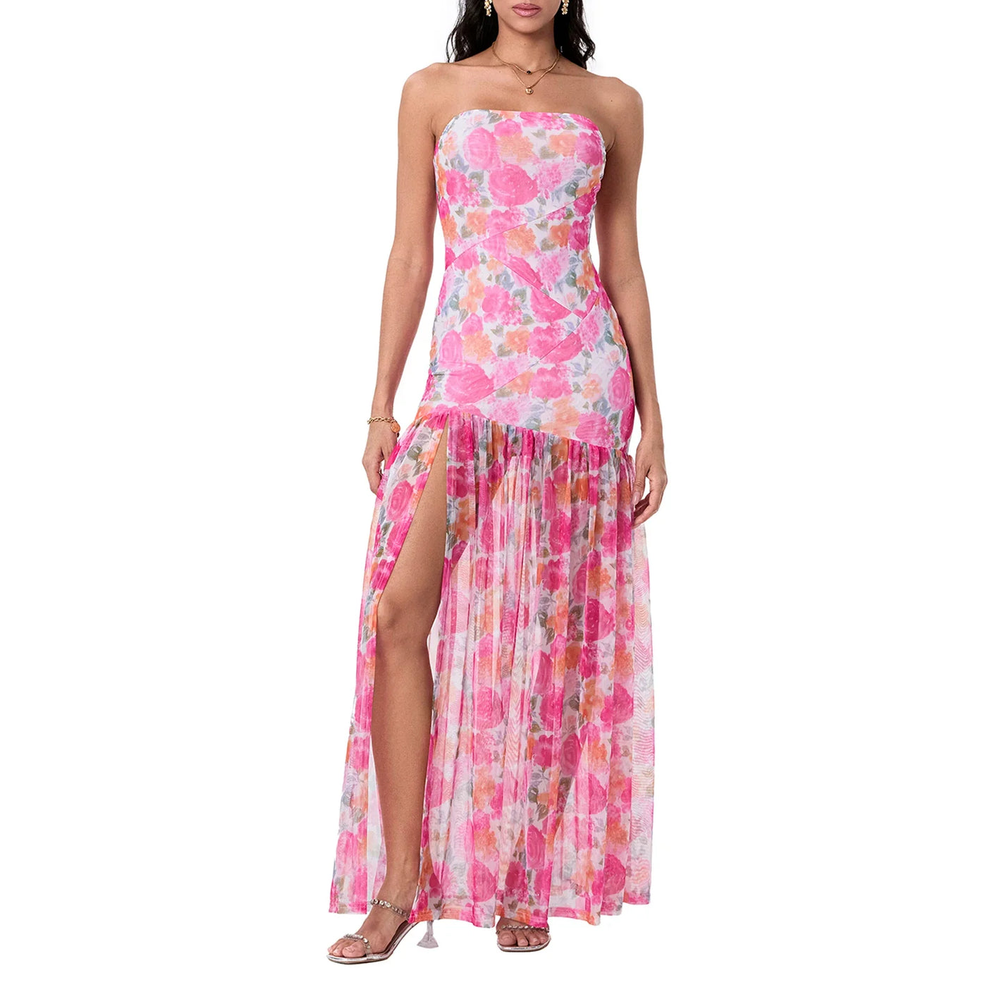Zamira | Transparente Split-Maxikleid