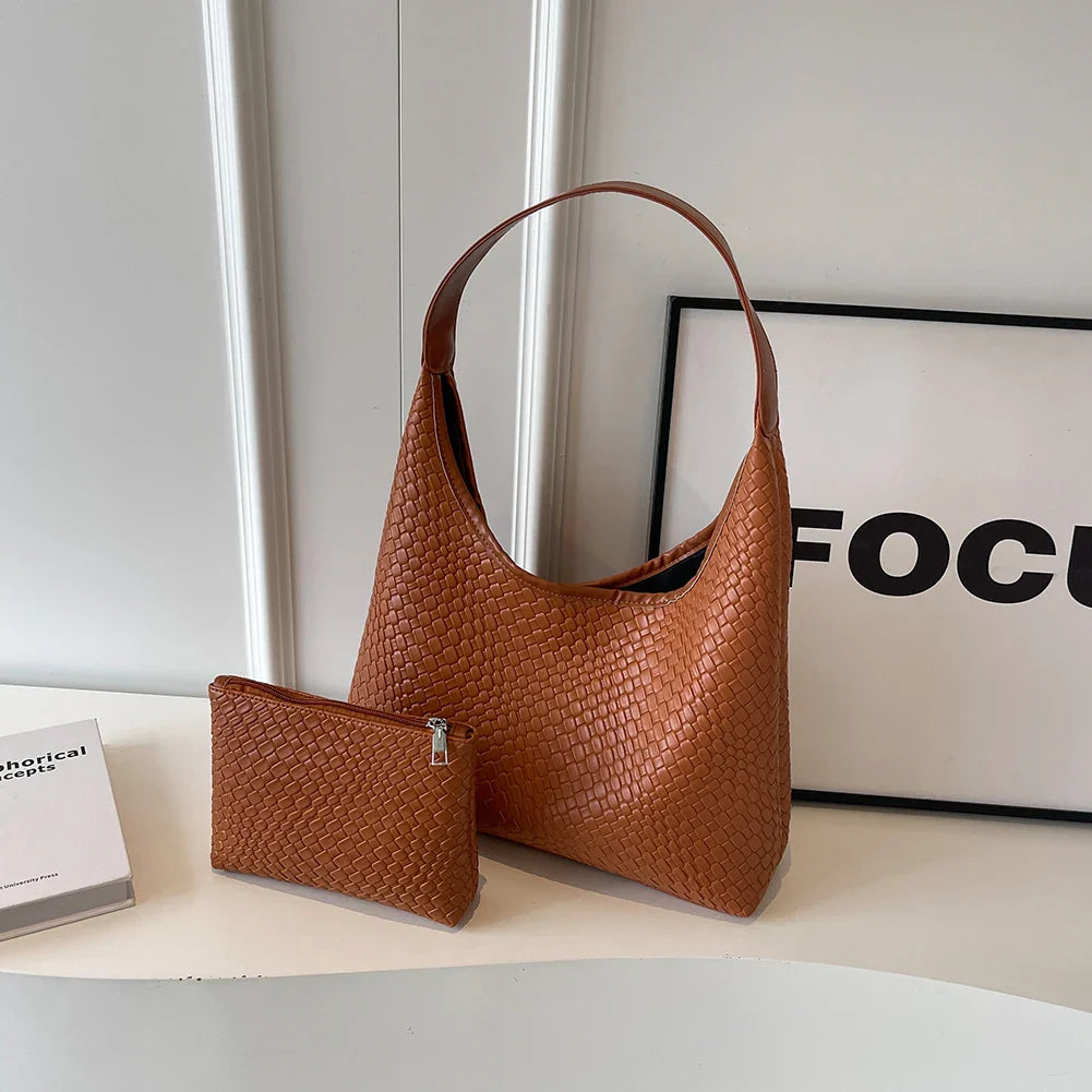 Livia Woven Tote | Vegane Schultertasche mit Pouch