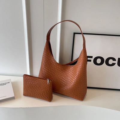 Livia Woven Tote | Vegane Schultertasche mit Pouch