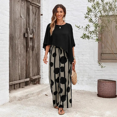 Calista | Luftiges Set mit Weit geschnittenen Hosen & Asymmetrischem Top