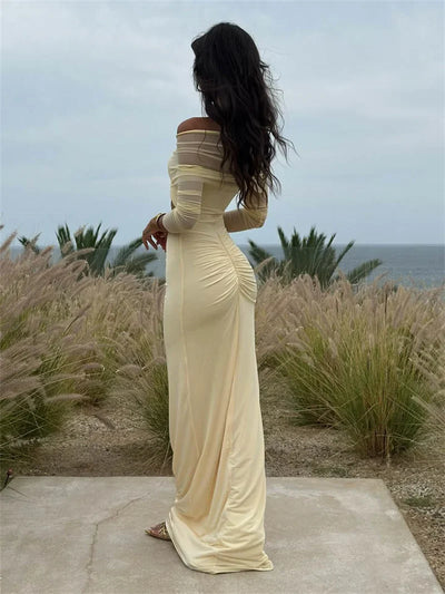 Aurelia | Off-Shoulder Mesh Cut-Out Kleid – Verführerisch & Elegant