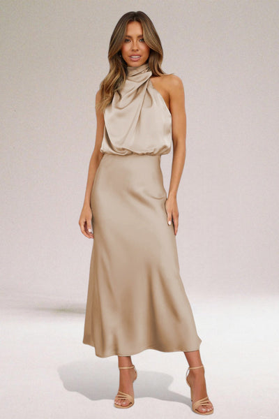 Flavia™ | Glamouröses Satin-Kleid mit Halter