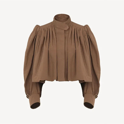 Luzette Cropped Bomberjacke | Weibliche Jacke mit Puffärmeln & Knöpfen