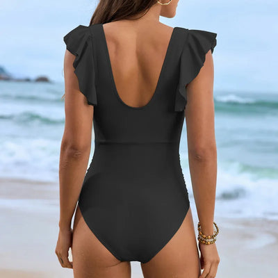 Virella | Schwarzer Badeanzug mit Mesh & Cut-out (Monokini)