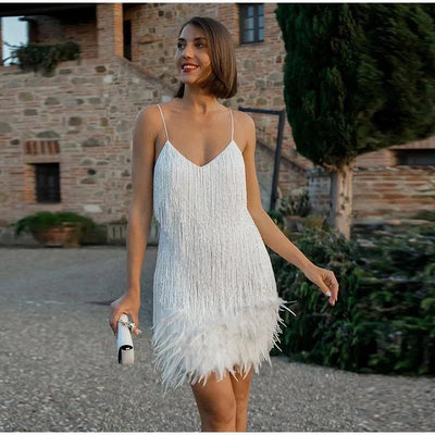 Samba | Cocktailkleid mit Fransen & Federn