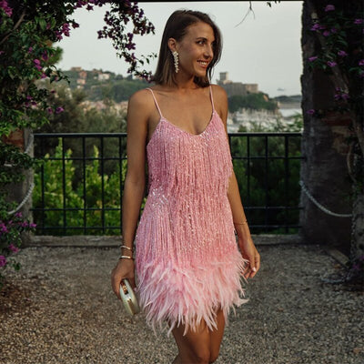 Samba | Cocktailkleid mit Fransen & Federn