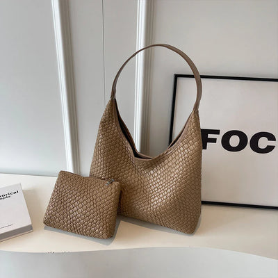 Livia Woven Tote | Vegane Schultertasche mit Pouch