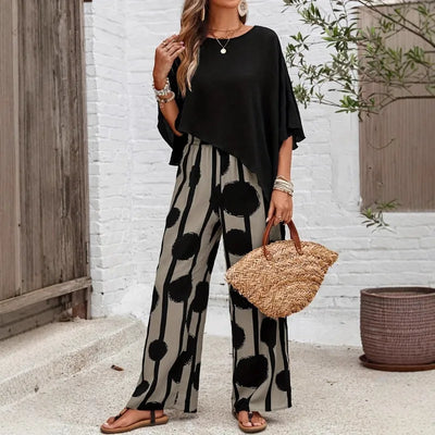 Calista | Luftiges Set mit Weit geschnittenen Hosen & Asymmetrischem Top