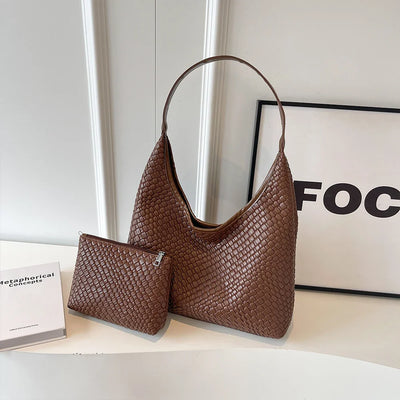 Livia Woven Tote | Vegane Schultertasche mit Pouch