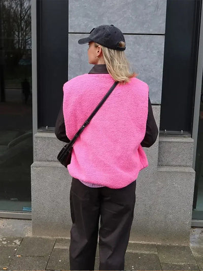Nuvée | Teddy Weste mit Reißverschluss & Aufgesetzten Taschen