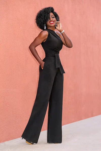 Juvéna | Eleganter Ein-Schulter Jumpsuit mit Schleifendetail – Festlich & Weiblich