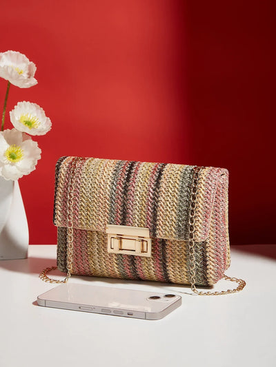 Liora | Geflochtene Handtasche mit Goldener Kette