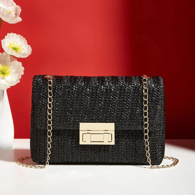 Liora | Geflochtene Handtasche mit Goldener Kette