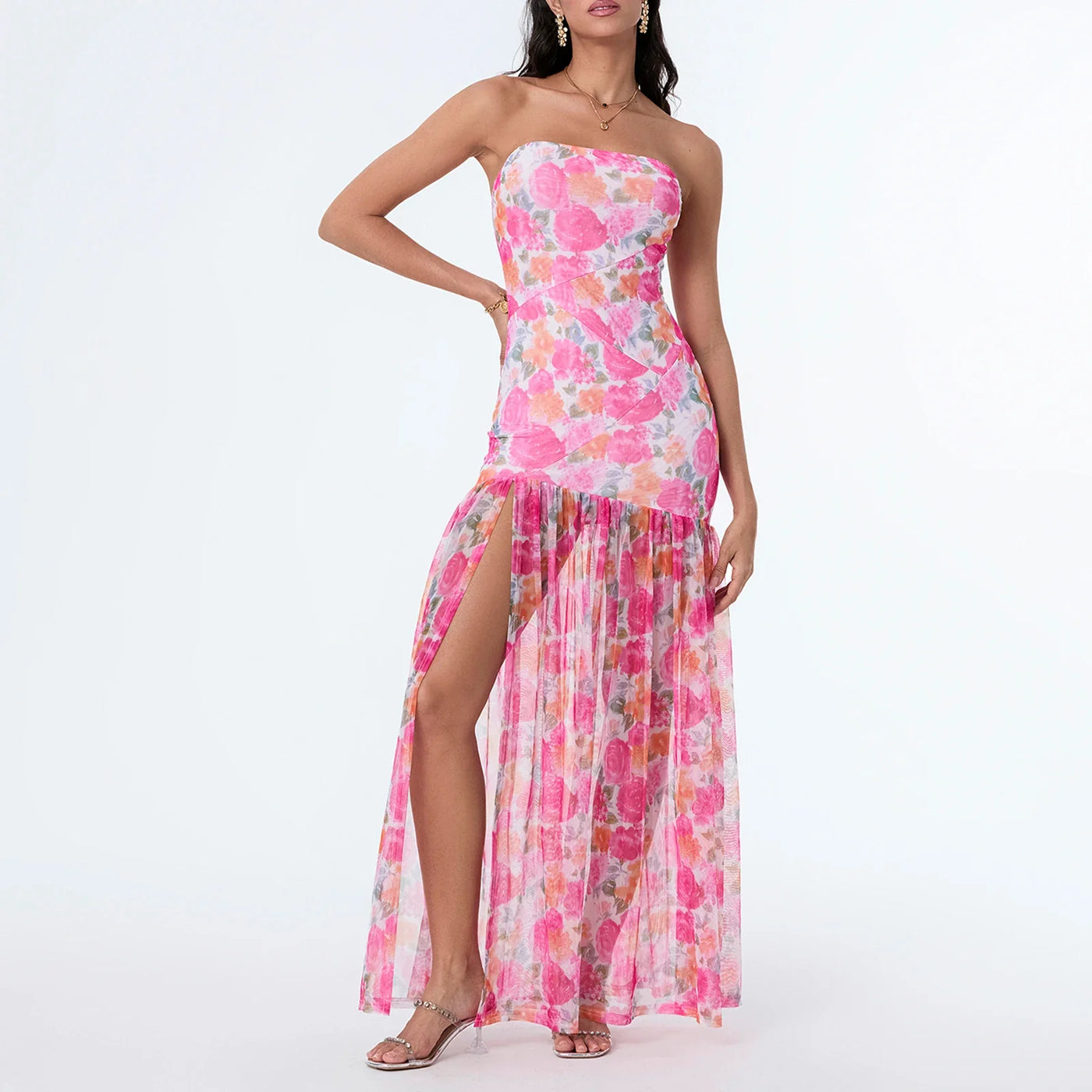 Zamira | Transparente Split-Maxikleid