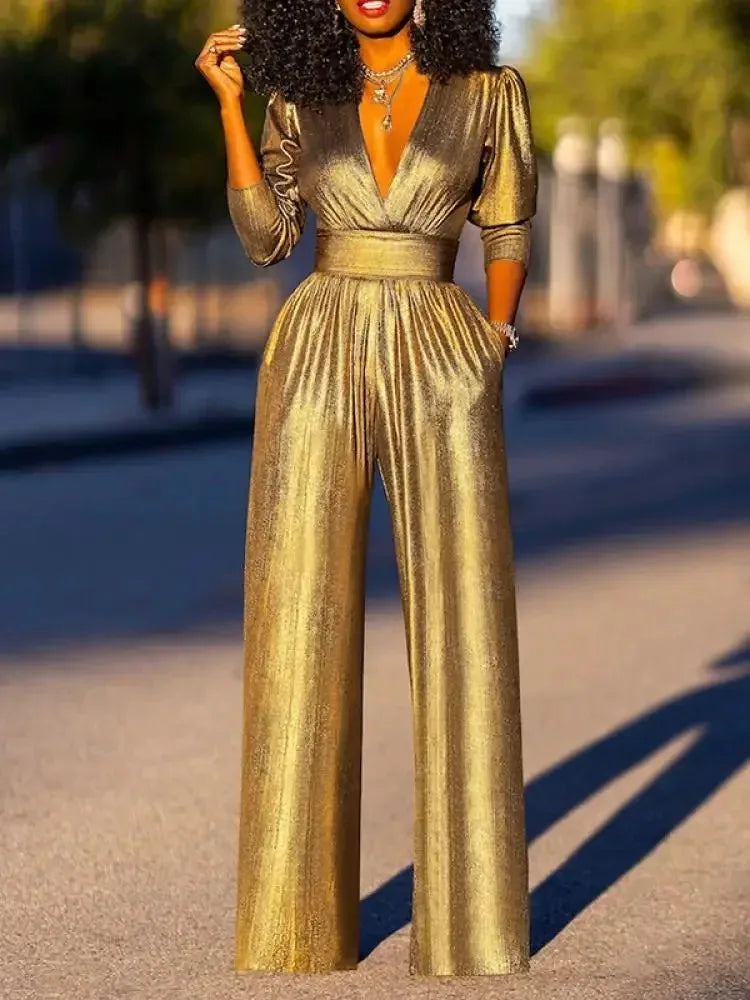 Aurélie | Metallischer Jumpsuit