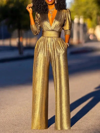 Aurélie | Metallischer Jumpsuit