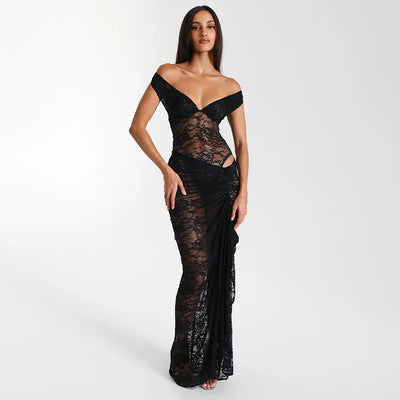 Isolde Spitzenkleid | Off-Shoulder Maxikleid