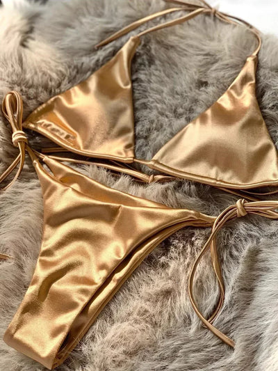 Zayla | Satinähnlicher Bikini mit Metallic-Glanz (1+1 GRATIS)