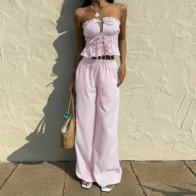 Isola | Gestreiftes Lounge-Set mit Bandeau-Top