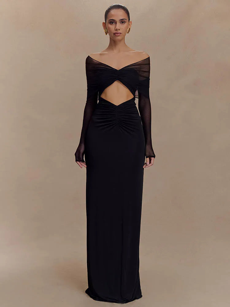 Aurelia | Off-Shoulder Mesh Cut-Out Kleid – Verführerisch & Elegant