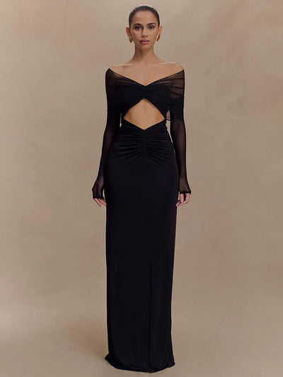 Aurelia | Off-Shoulder Mesh Cut-Out Kleid – Verführerisch & Elegant