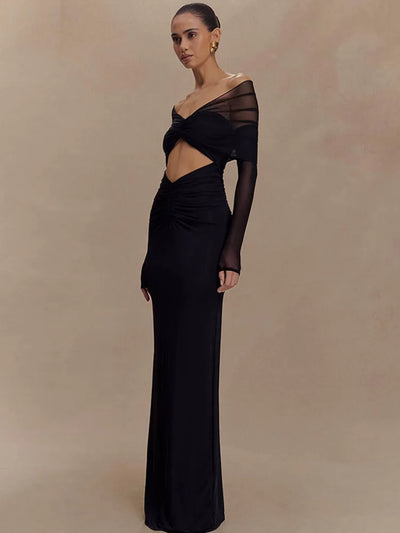 Aurelia | Off-Shoulder Mesh Cut-Out Kleid – Verführerisch & Elegant