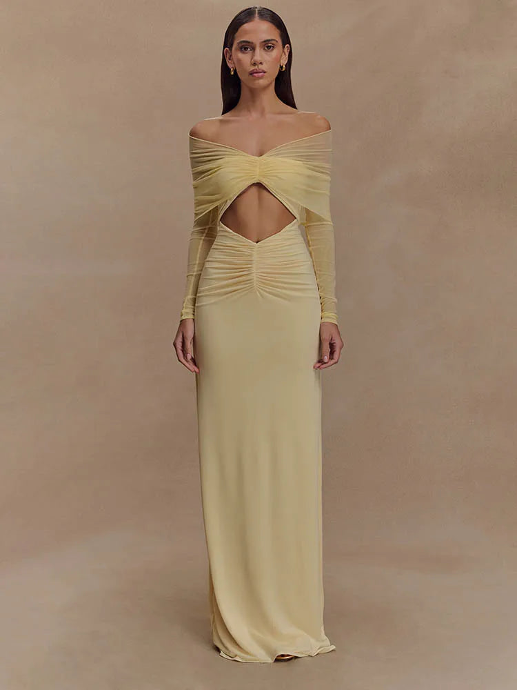 Aurelia | Off-Shoulder Mesh Cut-Out Kleid – Verführerisch & Elegant