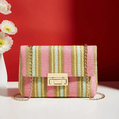 Liora | Geflochtene Handtasche mit Goldener Kette