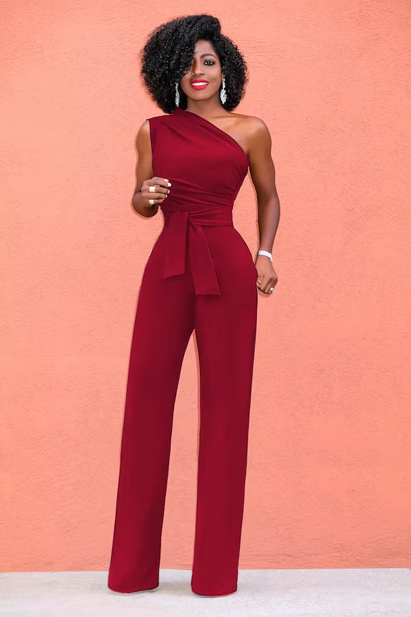 Juvéna | Eleganter Ein-Schulter Jumpsuit mit Schleifendetail – Festlich & Weiblich