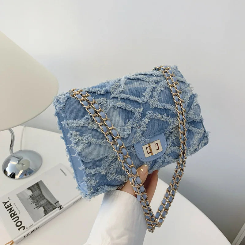 Frayla | Raffinierte Denim Schultertasche