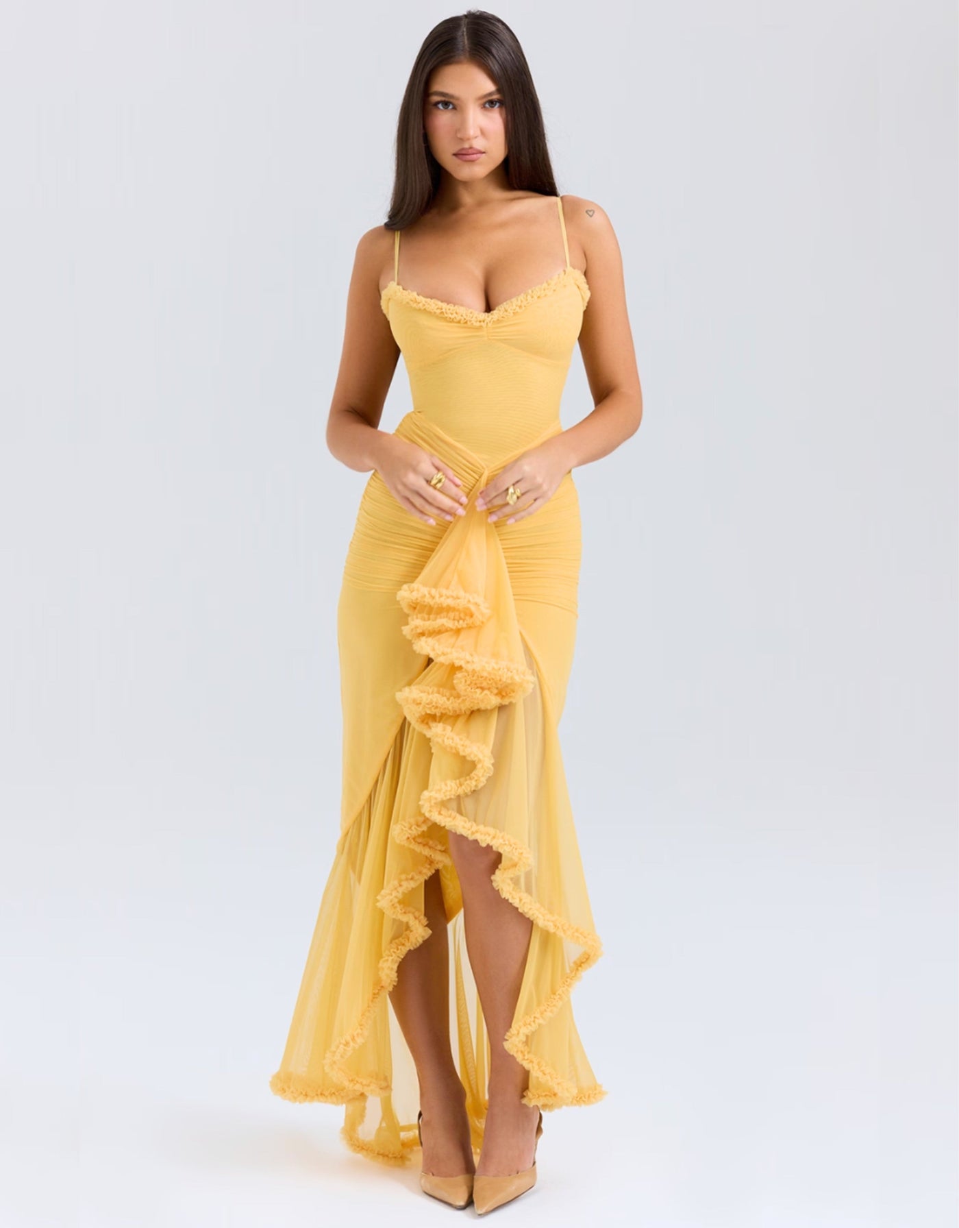 Soleil Ruffle | Maxikleid