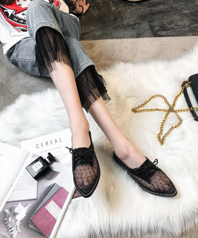 Vivian Schnür Flats Damen Apricot-Schwarz